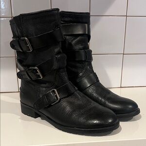 Dolce Vita Black Leather Buckle Boots Size 6.5